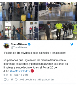 TransMilenio tweet